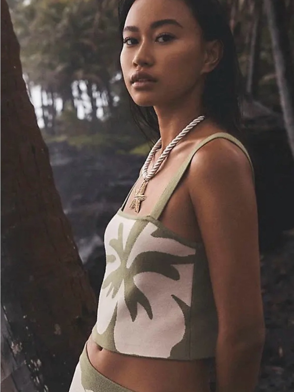 Green and White Tropical Leaf Knit Skirt Set - NWOT - Never Been Worn - Picture 7 of 7